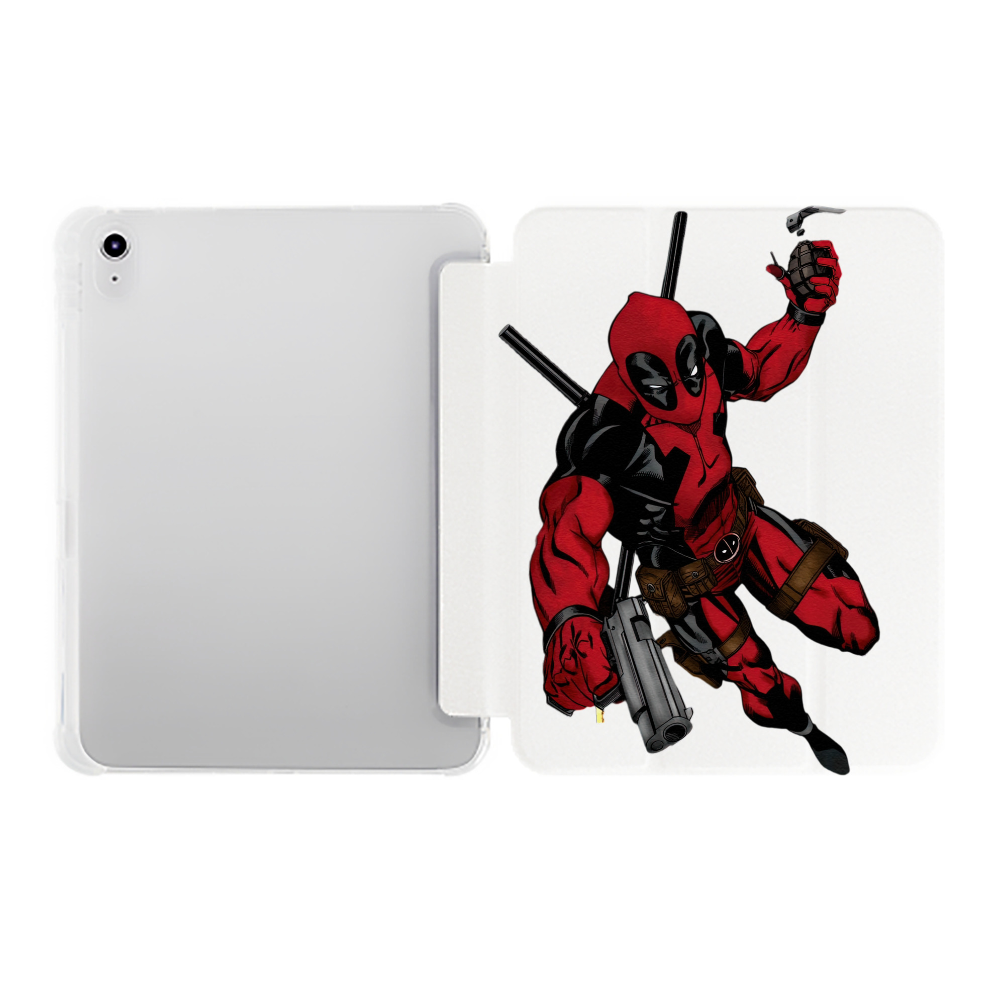 （画像用） Deadpool デッドプール IPad ケース ペン収納付き 三つ折りスタンド PUレザー×シリコン 対応機種9.5/10.5/10.9インチ